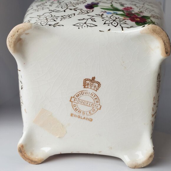 Antique Midwinter Staffordshire Porcelain Set – Biscuit Barrel, Salt & Pepper+ - Picture 12 of 14